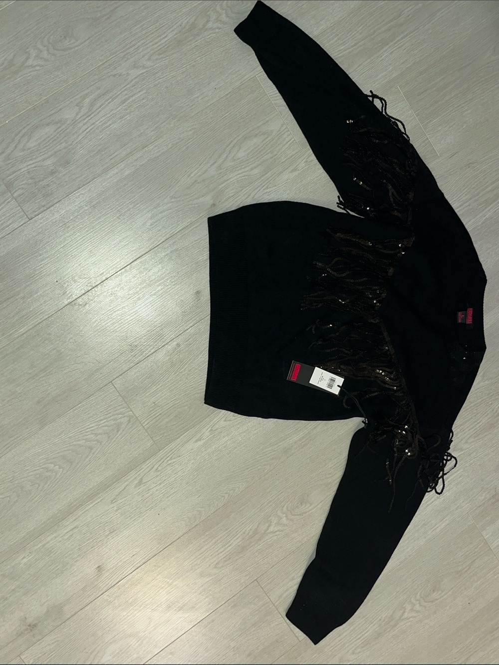 New with Tags Rock & Roll Denim Sequin Fringe Sweater